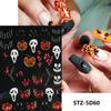 Nail Art Sticker Relief 5D Three-Dimensional Halloween Skull Spider Bone Pumpkin Adhesive Nail Sticker