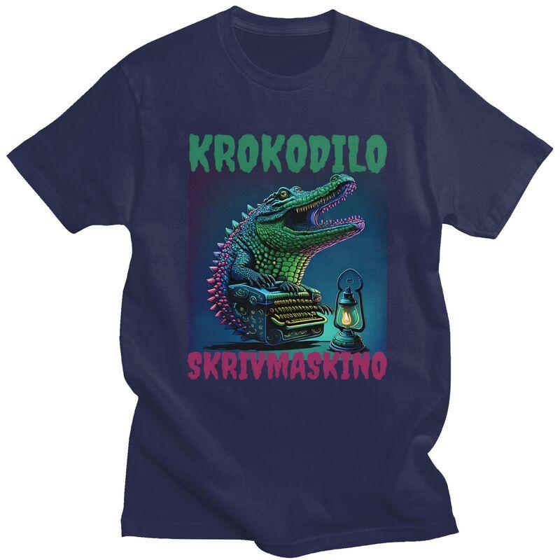 Mens Krokodilo Skrivmaskino Funny Swedish Brainrot Meme T Shirts Short Sleeve 100 Cotton TShirt Loose Fit Summer Tyle Clothing