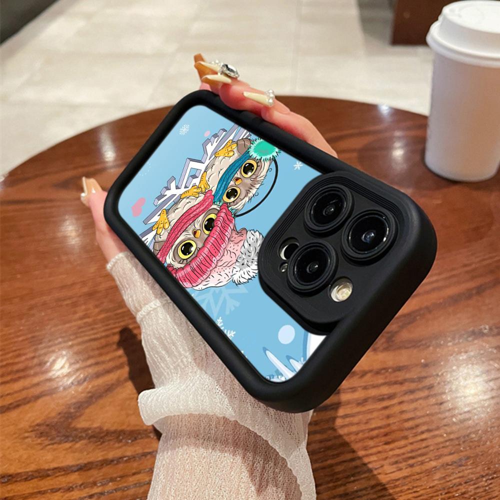 N110 С Новым годом, Рождеством, снеговиком, мягкие чехлы для телефонов с ангельскими глазками для iPhone 16, 15, 14, 13, 11 Pro Max, 8, 7 Plus, 12 mini, XR, XS Max, противоударный чехол