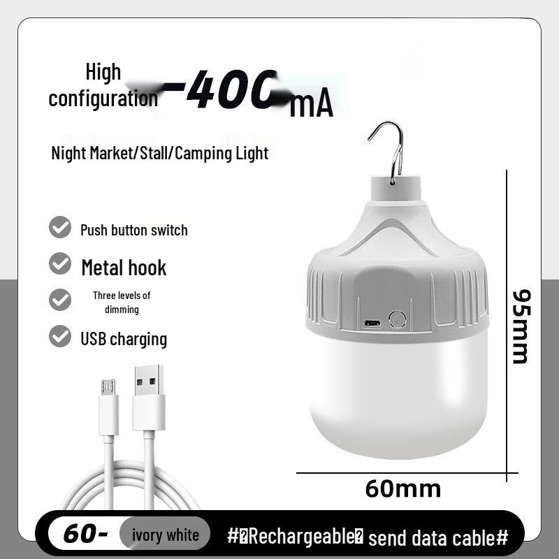 Rechargeable LED Emergency Light Bulb for Outdoor Stalls and Camping - Energy-Saving Wireless Lamp