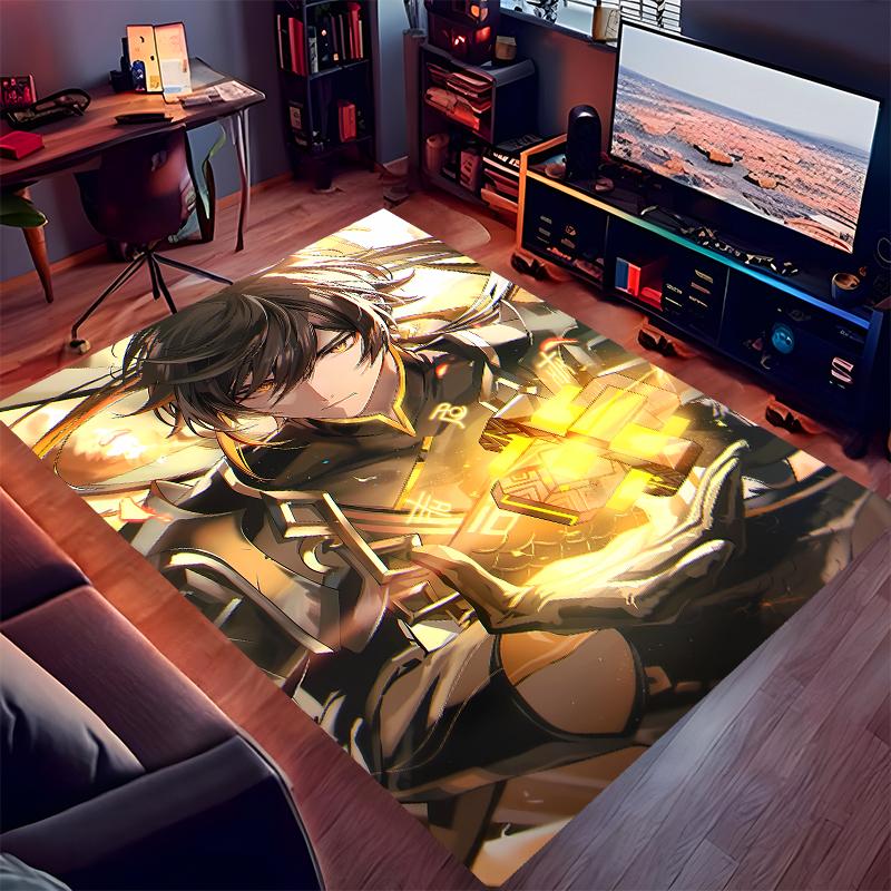 1pc Genshin Impact characters3 Print Area Rug - Soft, Washable Non-Slip Indoor Mat for Office Chairs, Living Room, Home Office Decorative Rug