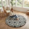 Dywan okrągły do salonu shaggy DECOR antypoślizgowy miękki puszysty 120x120 Black Cube