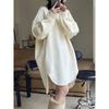 Autumn Winter Fleece Women Clothing Long Sleeve O Neck Solid Dresses Elegant Warm Dresses for Women