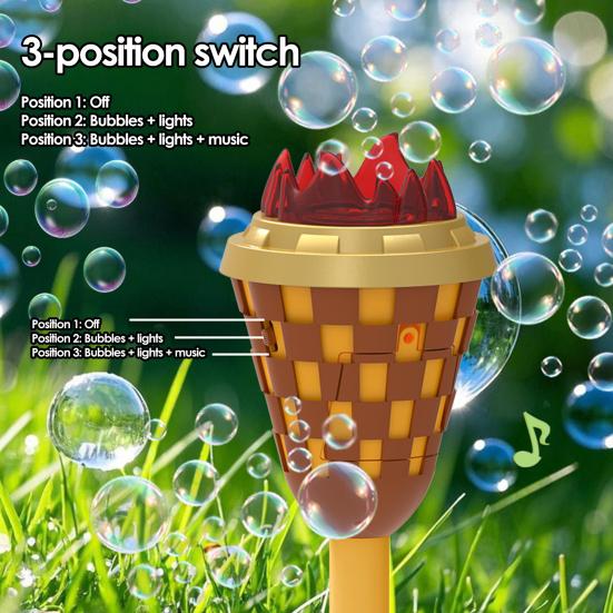 Automatic Bubble Maker with Flame Light Effect And Music Decorative Bubble Machine for Outdoor Parties Camping Kids Bubble Blower