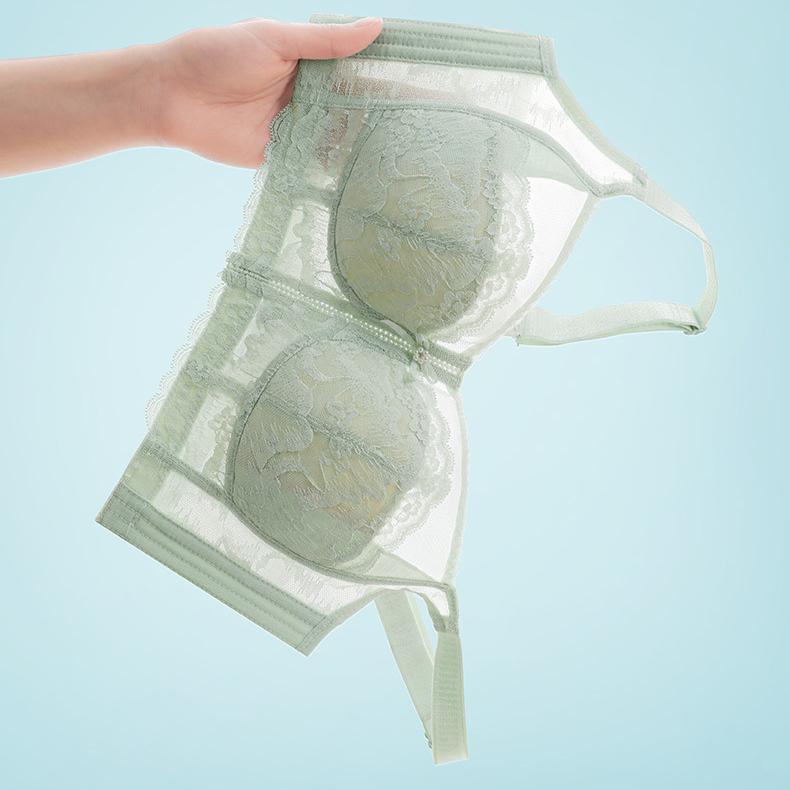 Lace Lingerie Women's Thin Adjustable Bra Breast Retraction Full-cup Bra Push Up Bra