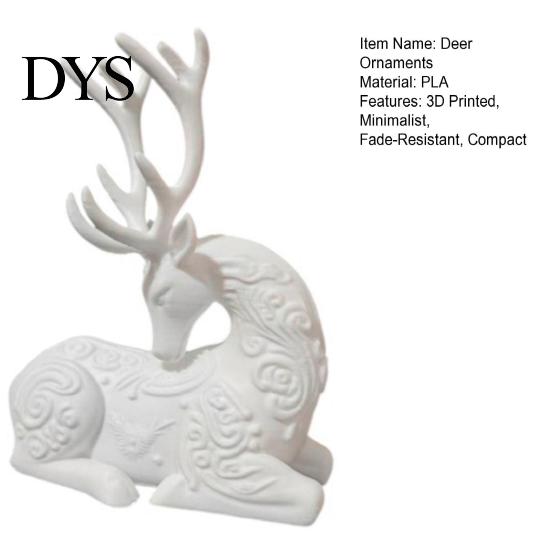 Изысканные домашние аксессуары 3D-печатная фигурка оленя, Белая скульптура сидящего оленя с рогами, Акценты Минималистичный рождественский настольный декор