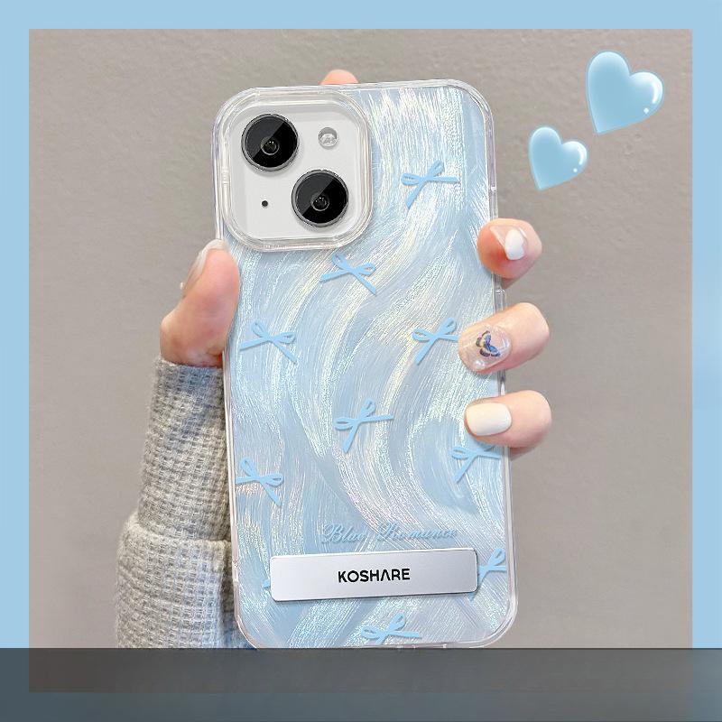 Подходит для чехла для мобильного телефона Opporeno11 Vivos18 с подставкой-бантом, шнурком, Xiaomi 14, из IMD с перьевой пряжей, женский