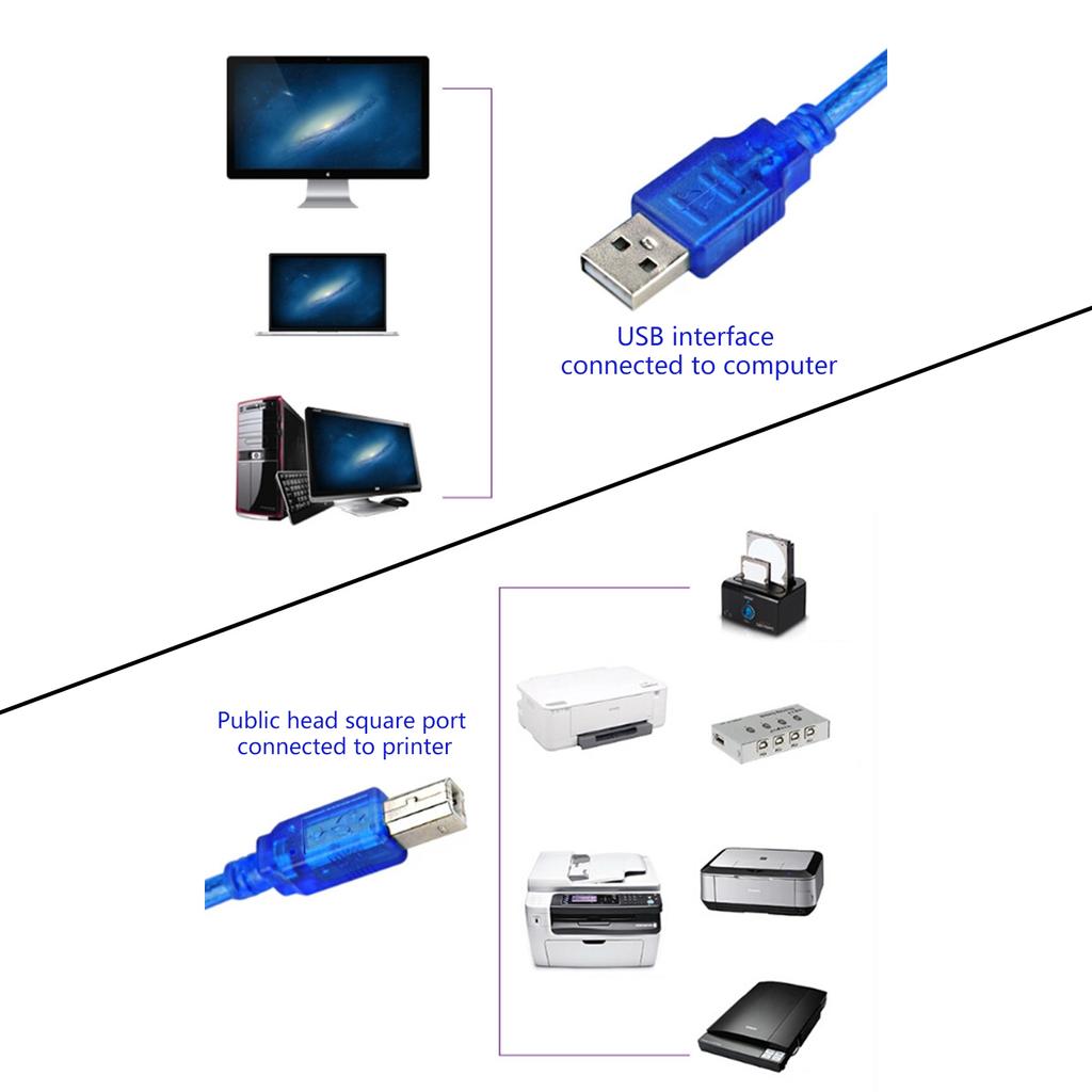 Кабель USB 2.0 для принтера для различных принтеров. Быстрая передача данных и печать с коррозионно-стойкими разъемами.