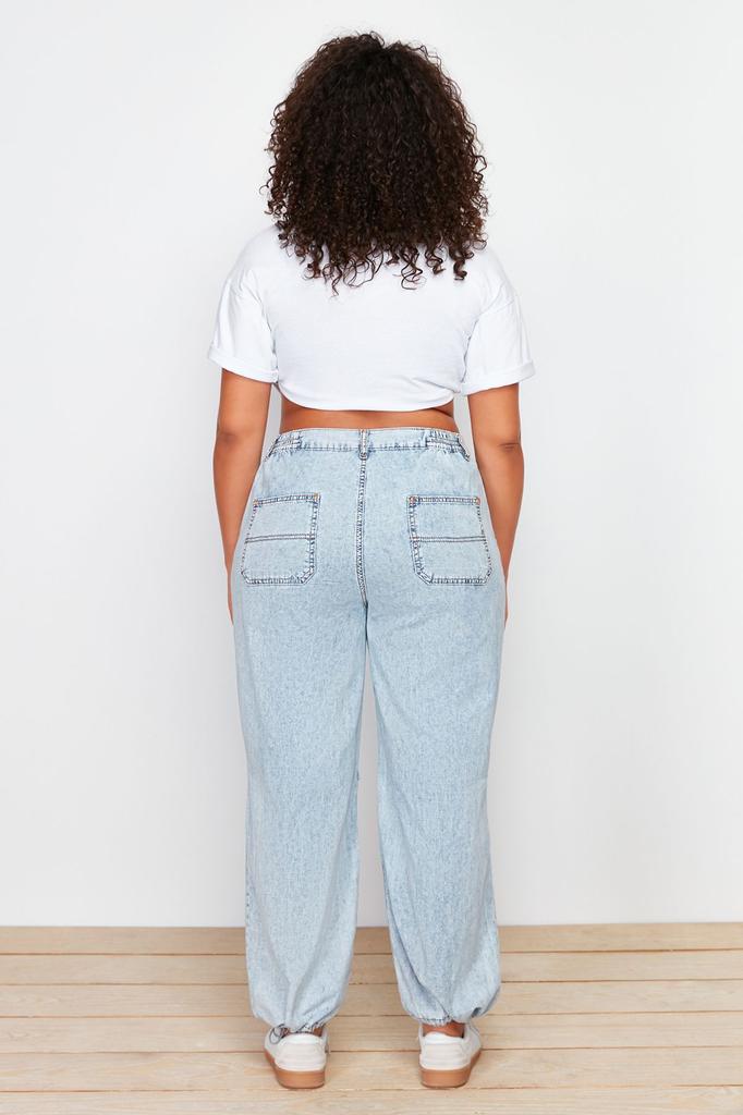 Женские синие джинсы больших размеров со стопором