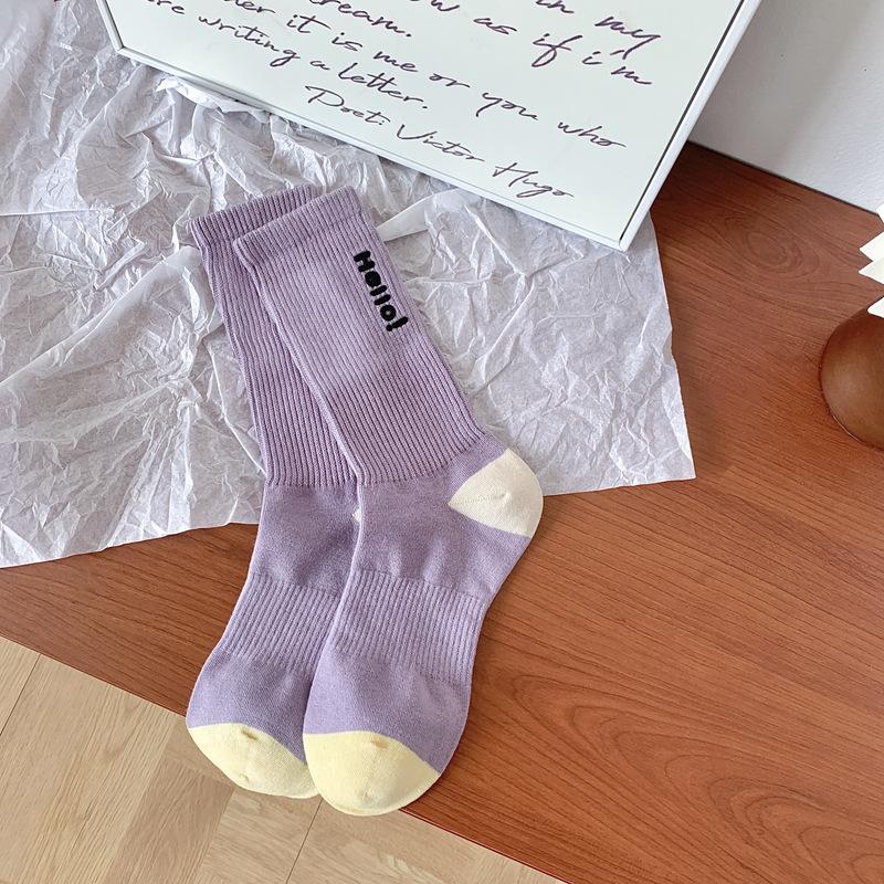 Spring And Summer Socks Women'S Cream Hot Stamping Letters Versatile Trend Stockings Women'S Thin Breathable Women'S Socks