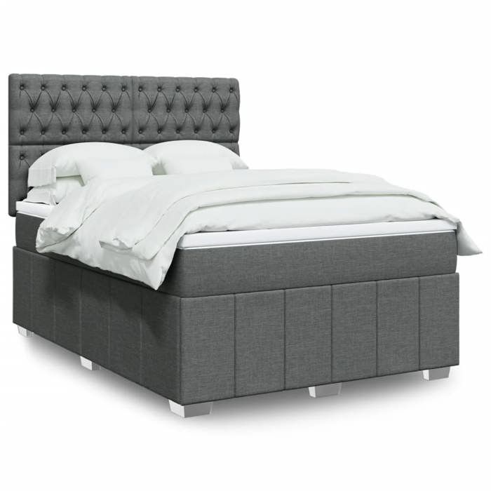 Maison Exclusive - Sommier à lattes de lit avec matelas Gris foncé 140x200cm Tissu