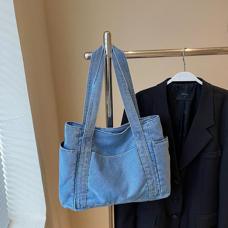 Denim Messenger Bag Girl Lazy Wind Backpack 2025 New Student Class Commuter Backpack Simple Shoulder Bag