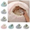Fluffy Cat Bed Cave Self Warming Plush Hooded Dog Tent Cozy Puppy Bed  Indoor