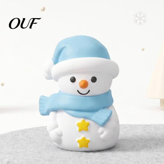 Small Christmas Cake Toppers Vinyl Figurines, Cute Santa Claus Snowman Reindeer Mini Statue, Holiday Tabletop Accessories Desktop Topper Decor,