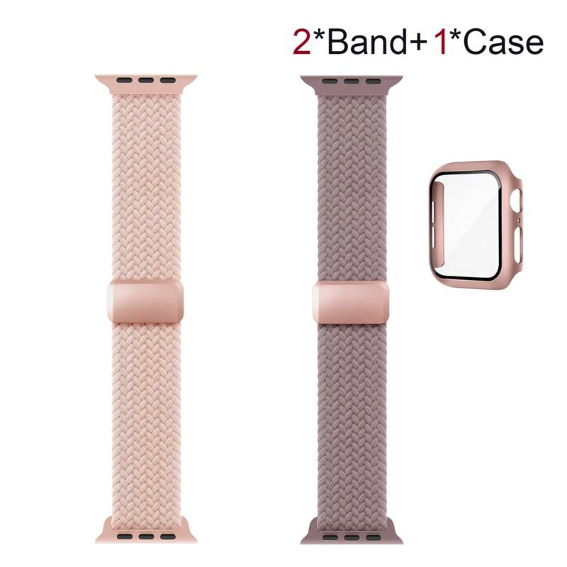 Case+Braided Strap For Apple Watch Bands 40mm 45mm 41mm 44mm 46mm 42mm magnetic correa Bracelet iWatch series se 3 6 7 8 9 10 11