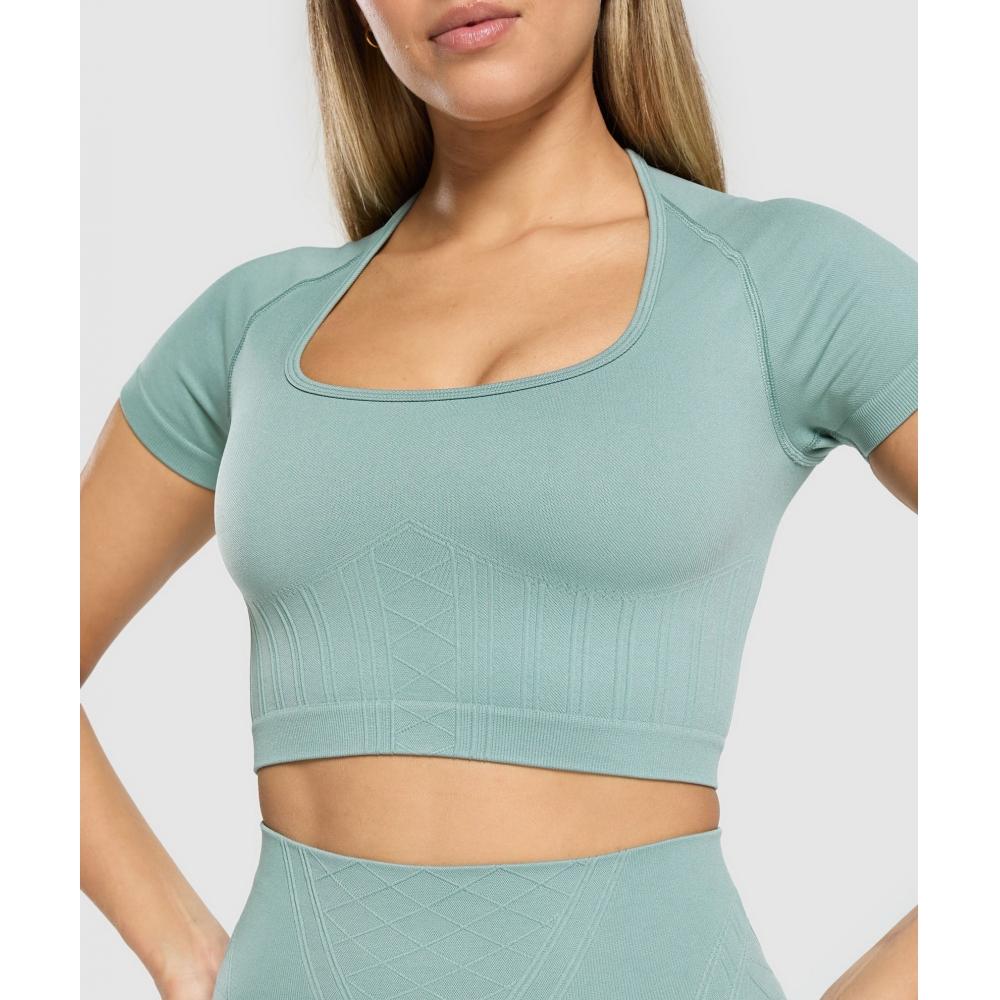 Gymshark Корсет бесшовный укороченный топ Celeste Blue B3c4w Udbp