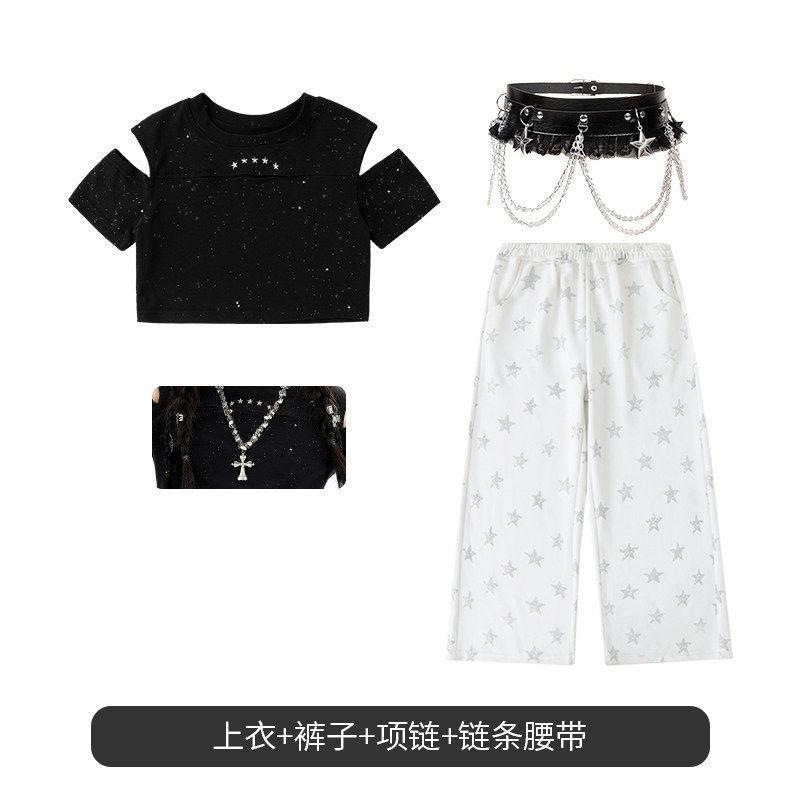 Girls Hip Hop Dance Set Kids Jazz Performance Outfit Streetwear Children