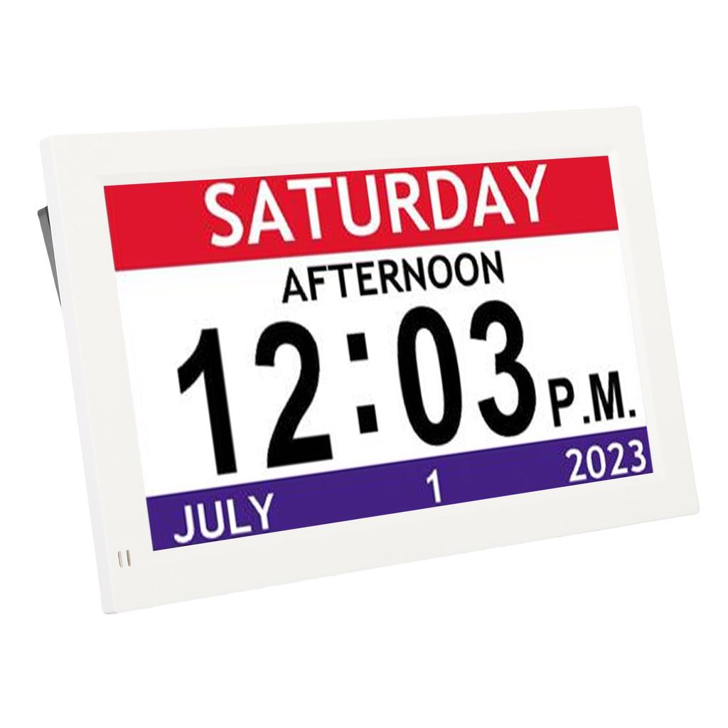 7 Inch Digital Clock with 12 Alarms, Unabridged Calendar Clock for the Eld ly and Ev yone, Auto Dimming, Am ica Large Display Clock with