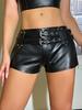 Шорты из искусственной кожи для бара, горячая девушка, эластичные, с низкой посадкой