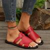 Летние однотонные сандалии на плоской подошве Popula 2024, уличные тапочки с открытым носком, пляжная женская обувь, большие размеры, шлепанцы Zapatos De Mujer