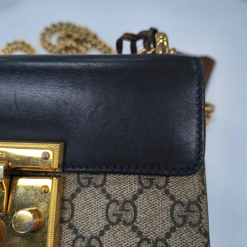 [Pre-Owned] Padlock Moonlight Treasure Box Series Metal Lock Logo Canvas And Leather Crossbody Bag Small - Good #1JMSL0D