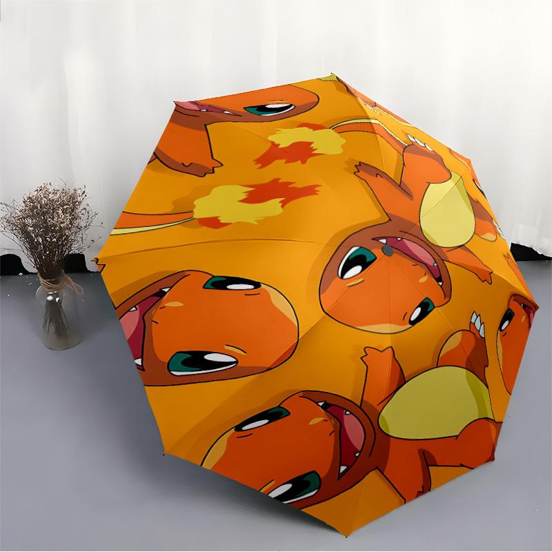 1pc Charmander Pattern Automatic Open Umbrella - 8-Rib Compact Foldable Design, Durable Fabric for Casual & Fashion Use, 074