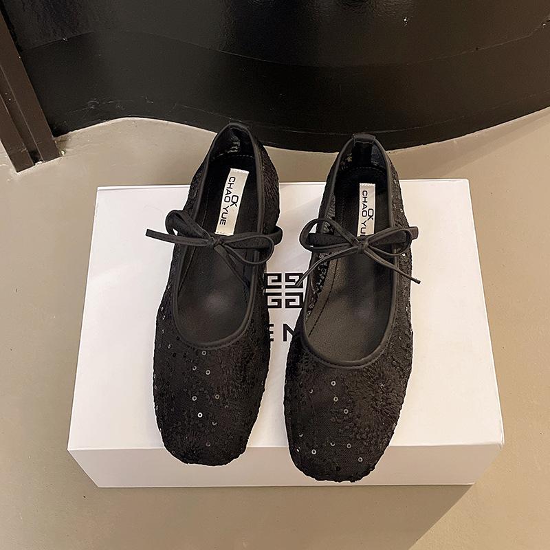 Модная универсальная летняя новинка, элегантные туфли-лодочки с квадратным носком и бантом, женские легкие дышащие удобные сетчатые туфли