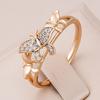 Fashion Gold Color Zircon Butterfly Rings for Women Elegant Wedding Ring Party Jewelry Gifts