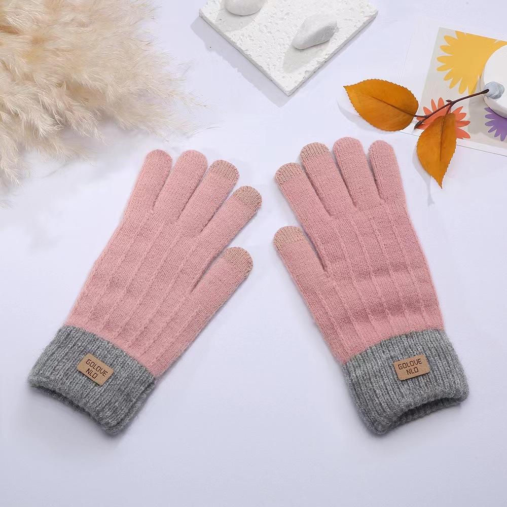 Женские вязаные теплые плюшевые перчатки Модные и универсальные для унисекс осени и зимы Теплые перчатки для велоспорта Перчатки с сенсорным экраном