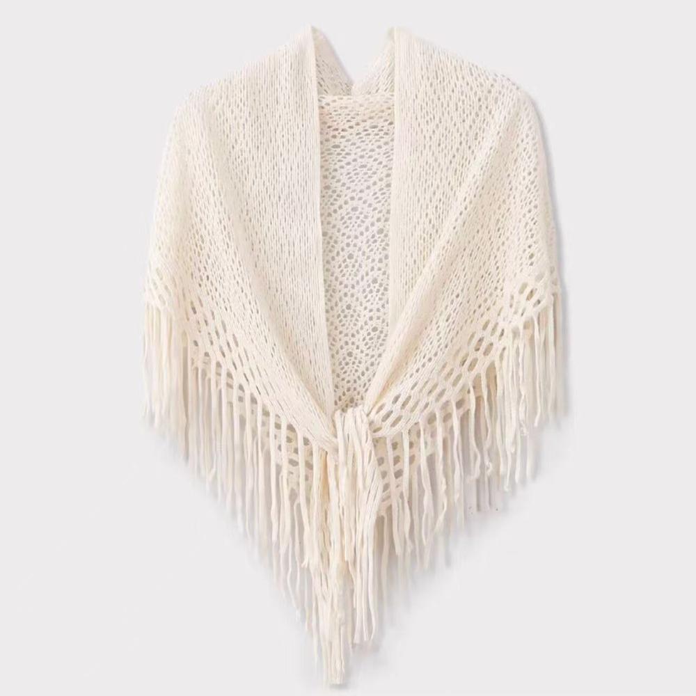Cloak Knitted Triangle Scarf Cape Fart Curtain Simple Hollow Out Scarves Female