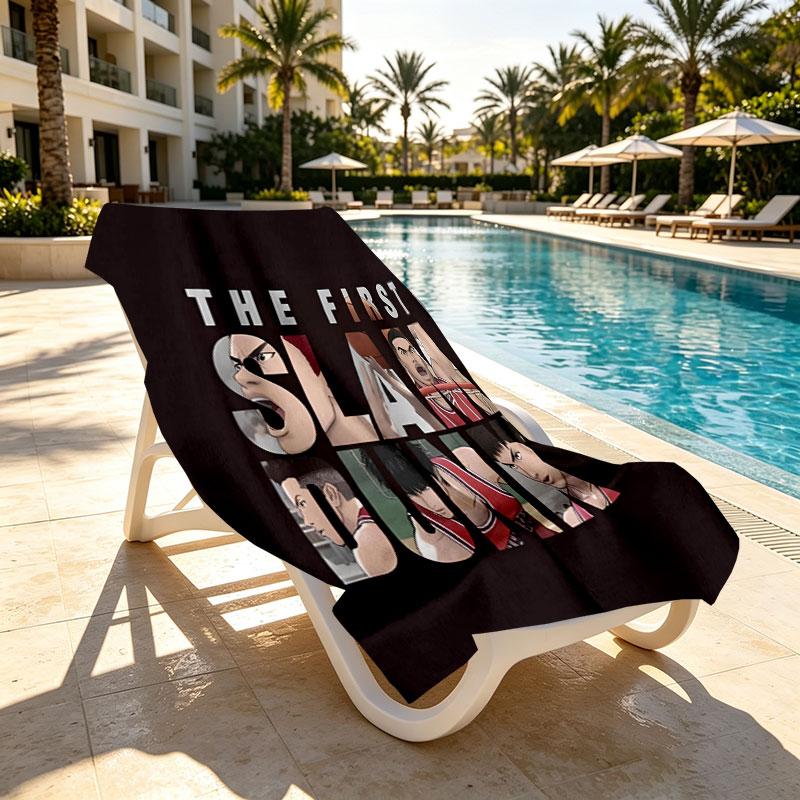SLAM DUNK Print Beach Towel Design, Soft, Lightweight. for Home Bathroom, Spa, Pool, Yoga, Surfing, Camping, Gift for Family, Friend