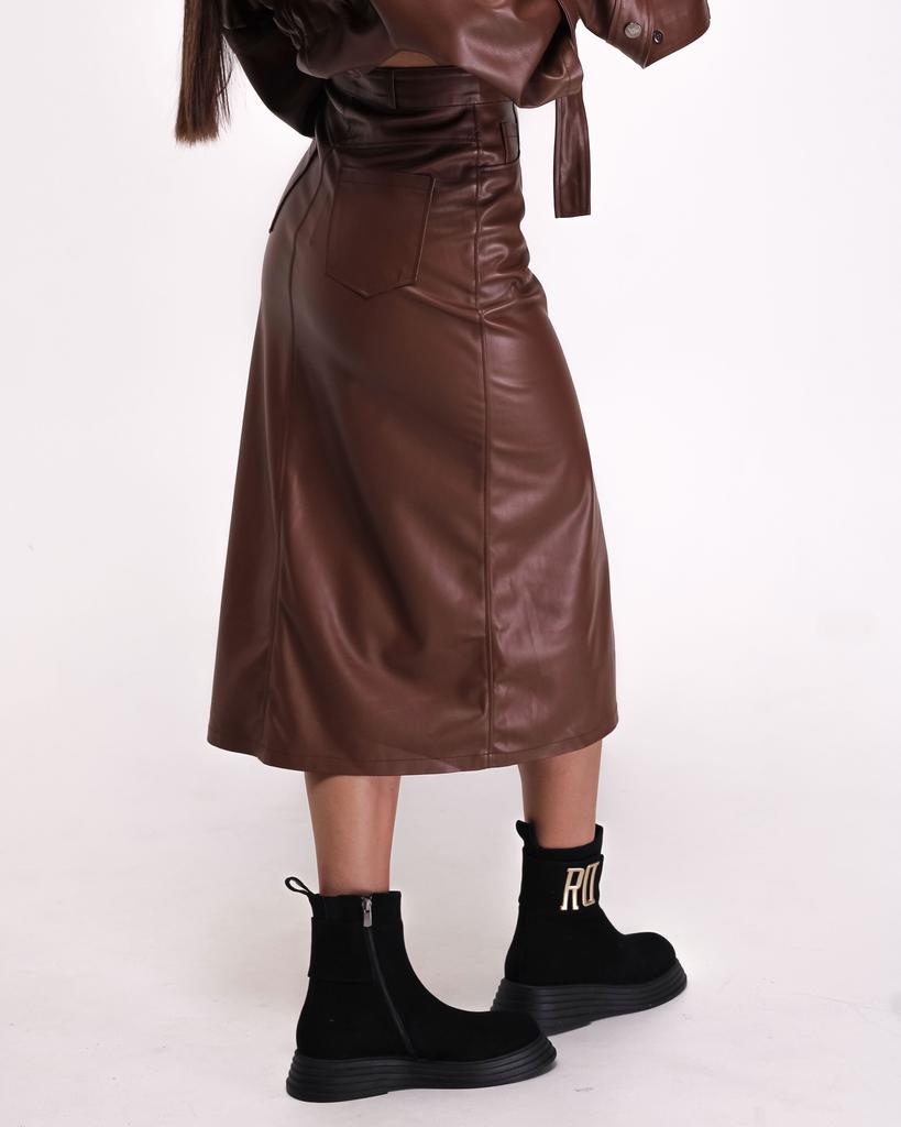 Юбка кожаная Red Exp. 4188 36 коричневая