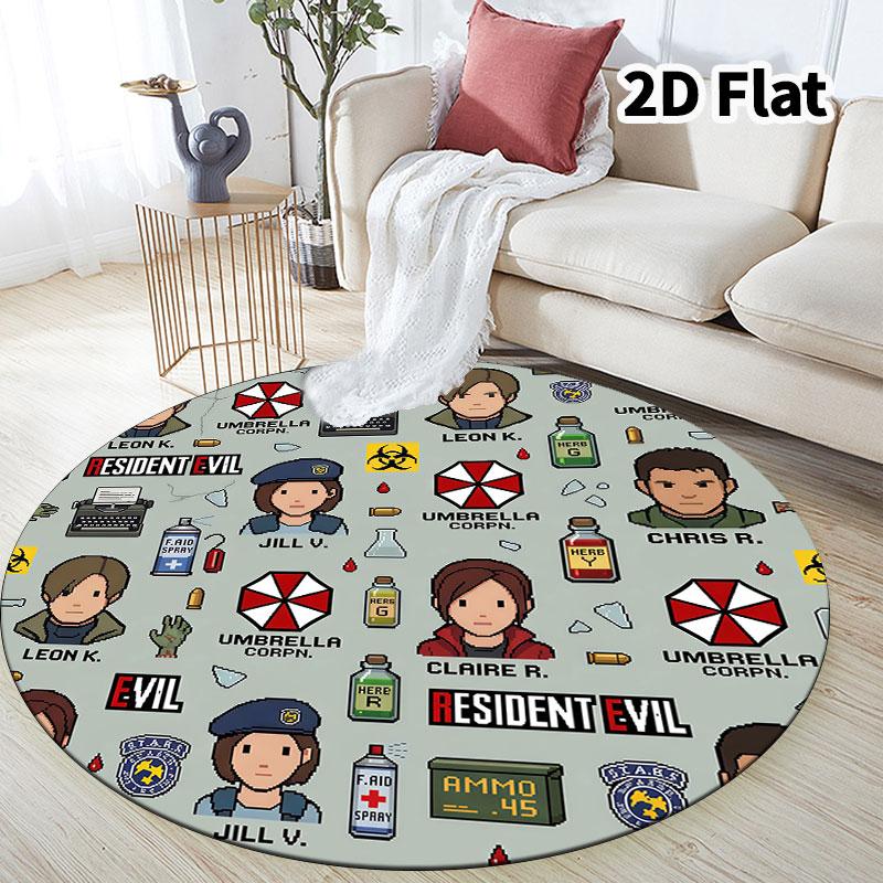 Resident Evil Round Area Rug Carpet Rug For Living Room Bedroom Sofa Playroom Decor Nonslip Floor Mat