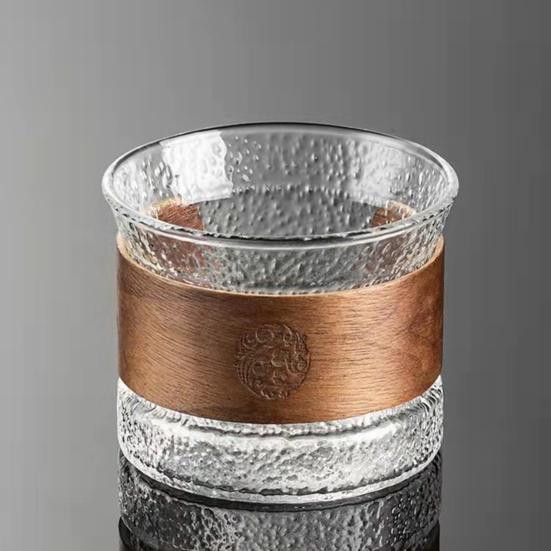 Чашка чая Многоцелевое полупрозрачное термостойкое стекло с деревянным противоожоговым корпусом Ежедневное использование