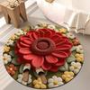 Цветочный Плюшевый Диатомовый Земляной Коврик для Пола 3D Визуальный Цветочный Узор Диатомовая Грязь Коврики для Пола Нескользящий Впитывающий Коврик для Ванной для Спальни Кухни Прихожей