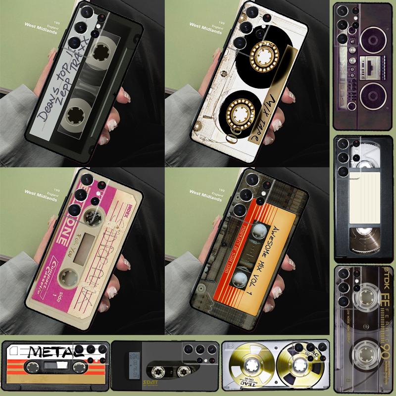Retro Cassette Tape Phone Case For Samsung Galaxy S25 Ultra S9 S10 S20 S21 S22 S23 S24 Plus S24 FE Bumper Cover