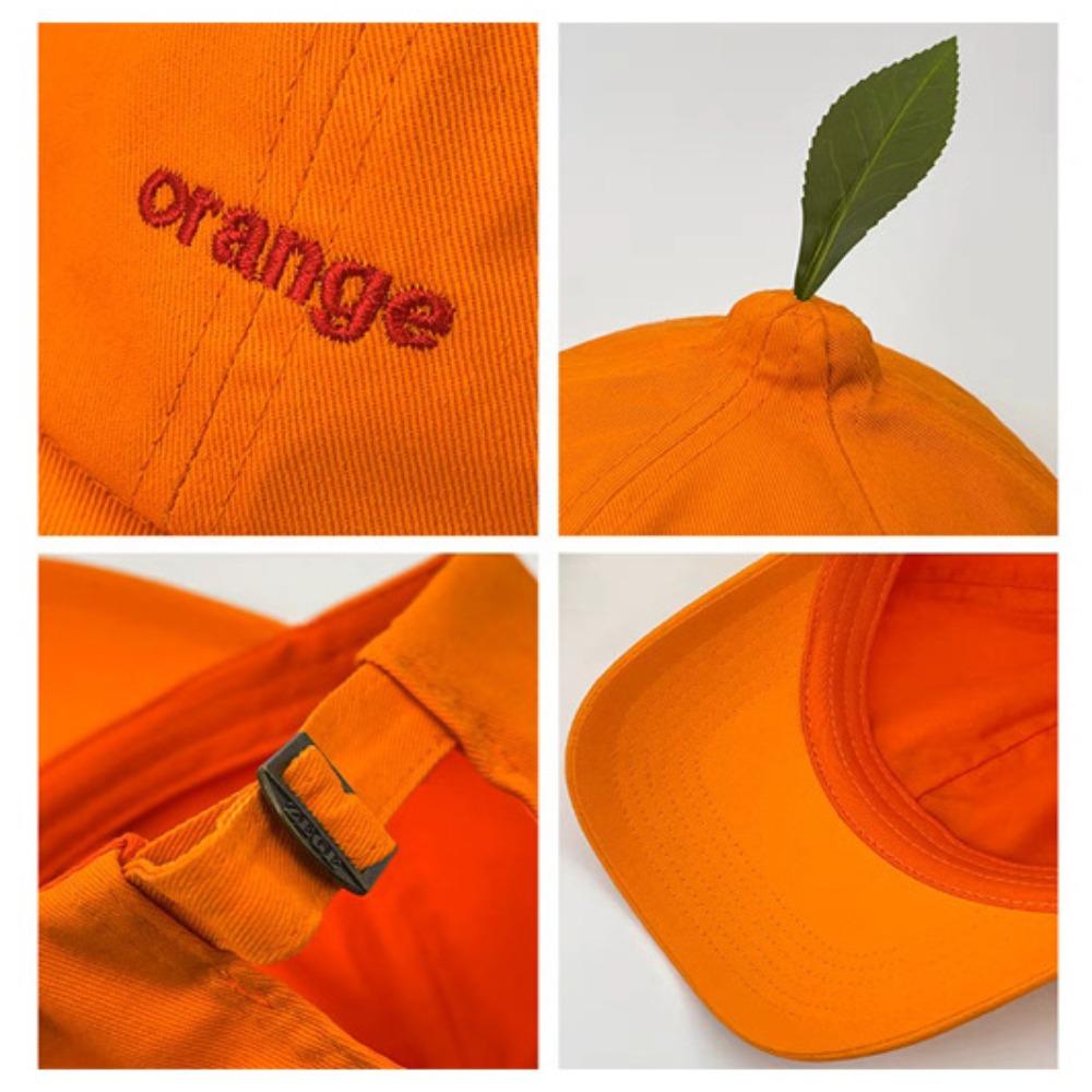 Cotton Orange Baseball Cap Peaked Creative Orange Cap Versatile Embroidered Letter Hat  Street