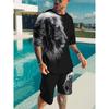 Fashion Lion King 3D Printed Men's Summer Animal Print Relaxed Fit Short Sleeve & Shorts 2-Piece Casual Sport Outfit Set
