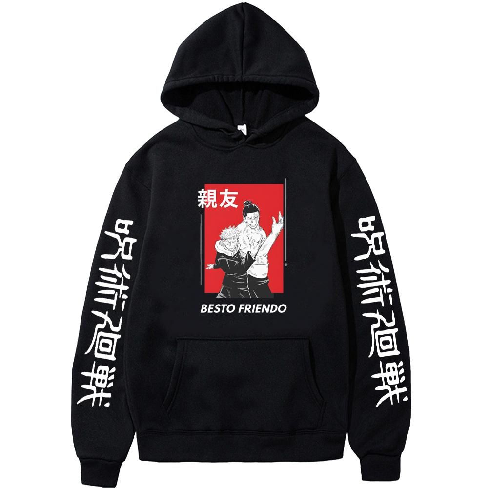 Jujutsu Kaisen Besto Friendo Yuji Todo Новый товар в наличии Harajuku с принтом комиксов Зимняя толстая свободная спортивная мужская модная толстовка с капюшоном большого размера