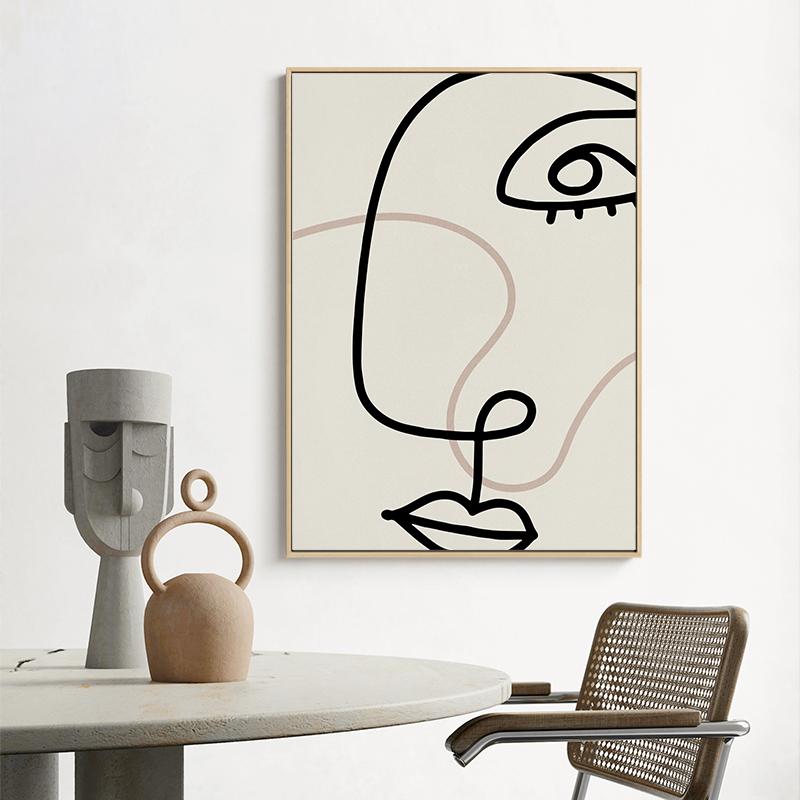 Кривая человеческого лица, абстрактные постеры и принты в стиле ретро, ​​скандинавский минималистичный холст, картина, настенные художественные фотографии, украшение для дома