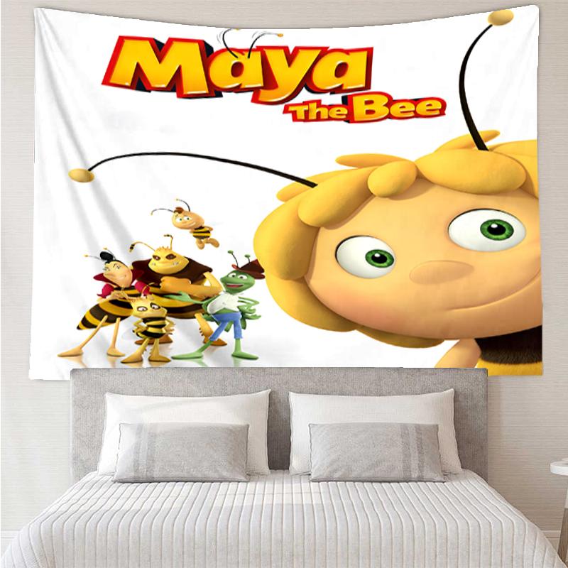 Maya the Bee Print Tapestry, Backdrop, Easy Setup, Ideal for Bedroom, Office & Living Room, with Aesthetic Wall Hanging Decor.