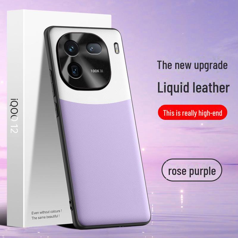 Защитный чехол из жидкой кожи для iQOO12: Дизайн против падений и загрязнений.