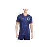 Embroidered Logo Print Straight Fit Short Sleeve Soccer Shirt Men Tops Dark-Blue FJ1260-492