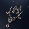 Gold Women Boho Color Vintage Bridal Wedding Jewelry Sets Bangle Earring Necklace Banquet Bijoux Retro