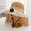 (XS, Khaki) Adults Wide Brim Sun Hat with Solar Fan UPF Protection Fisherman Hat for Hiking, Outdoor