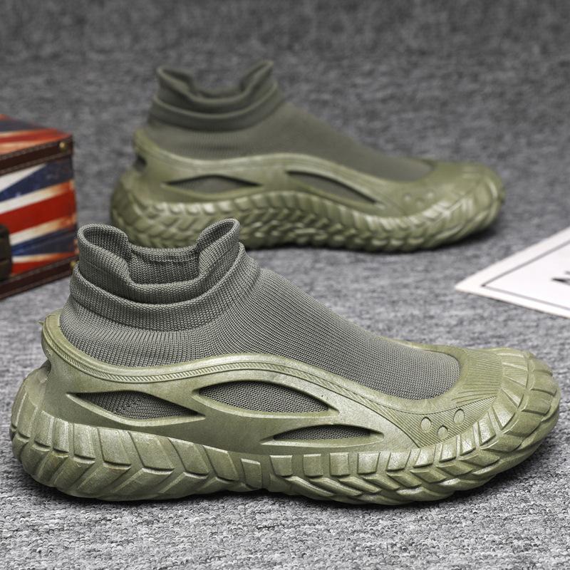 Новая мужская обувь лето летящая тканая сетка дышащие носки повседневная обувь модная простая ленивая обувь