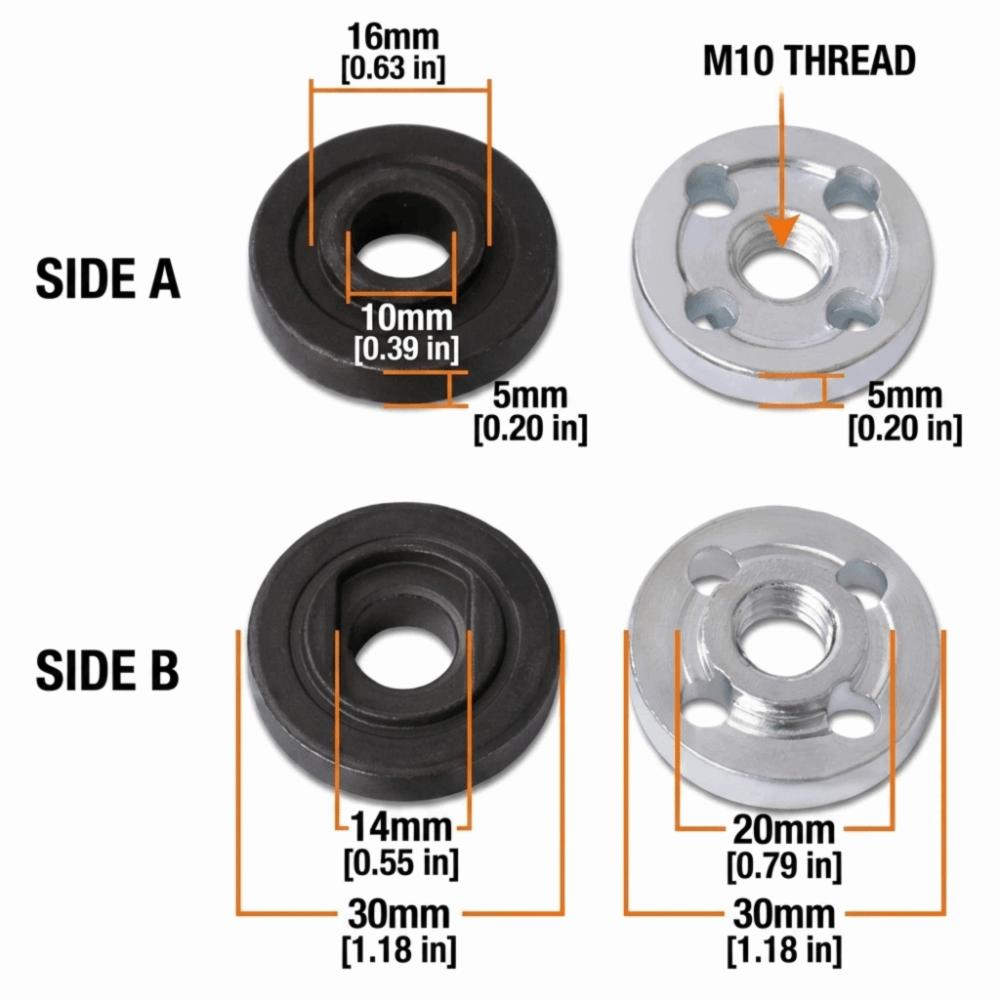 2 Pair Threaded Design Angle Grinder Flange Premium Steel Inner Outer Flanges For Makita 9523