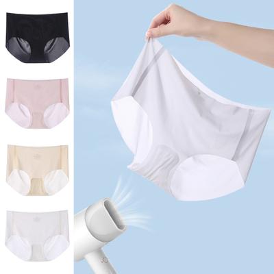 Бесшовное нижнее белье Ice Silk для женщин, ультратонкие трусики с высокой талией, мягкие