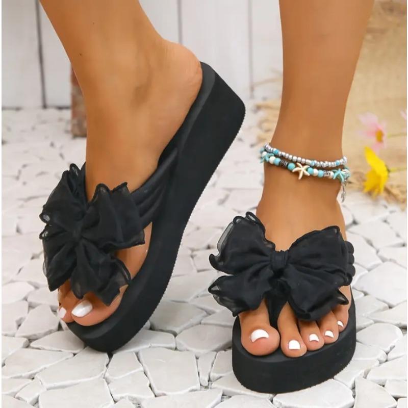 Простой бант, летние студенческие тапочки, модные женские шлепанцы, нескользящая пляжная обувь на толстой подошве, сандалии для путешествий в отпуске