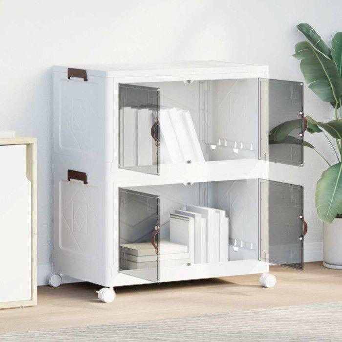 Stackable Storage Box with 2-level Wheels 75 L